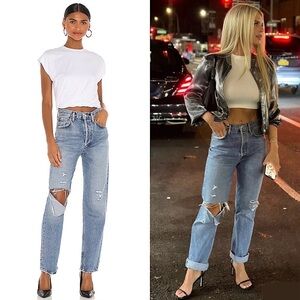 AGOLDE‎ 90s High Rise Organic Cotton Distressed Button Fly Straight Leg Jeans 26